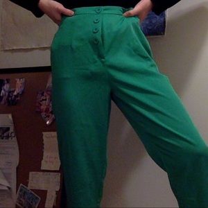 emerald green three buttons trouser pants